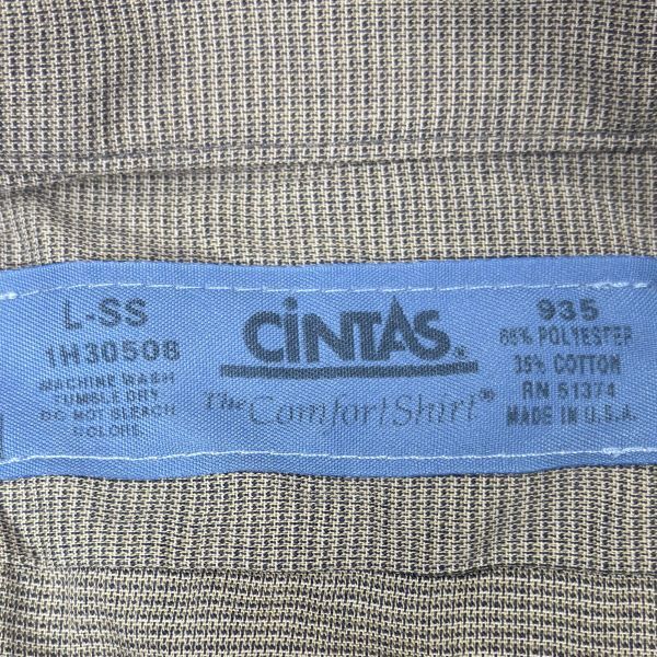 ★USA制★FBIロゴ★柄ボタン★CINTAS 半袖ワークシャツ sizeL 古著 クリーニング プレス済み 2331