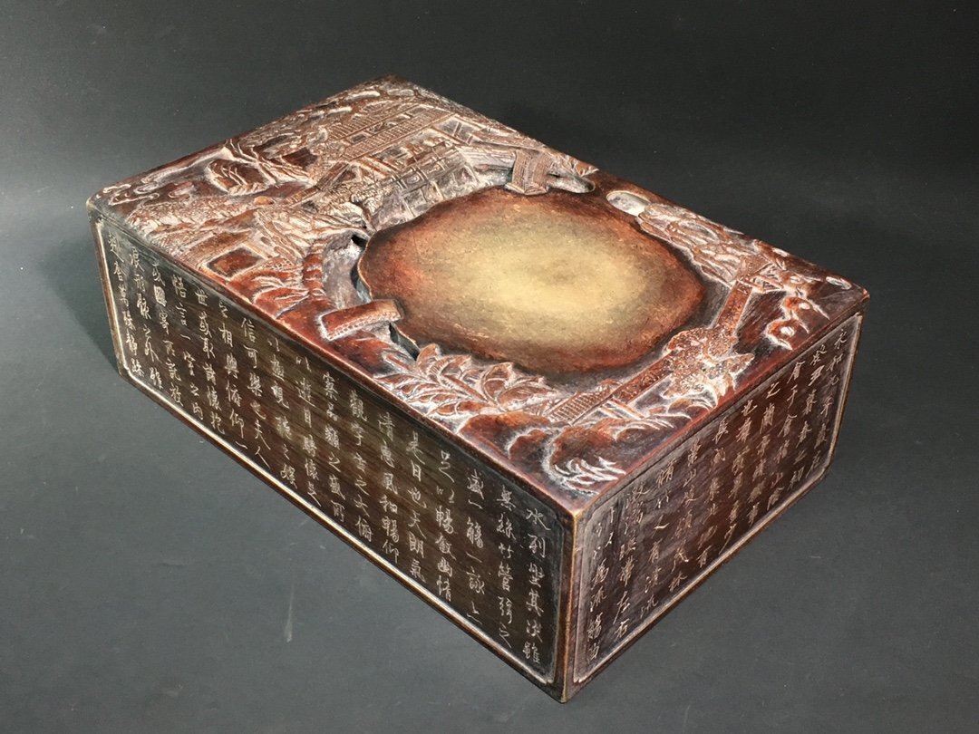 中国古美術品 特大端渓硯 蘭亭文硯 7kg 清の時代 何其仁作 安】清時代 乾隆御識銘 緑端石彫 蘭亭雅集紋硯 端渓硯 朱硯 書