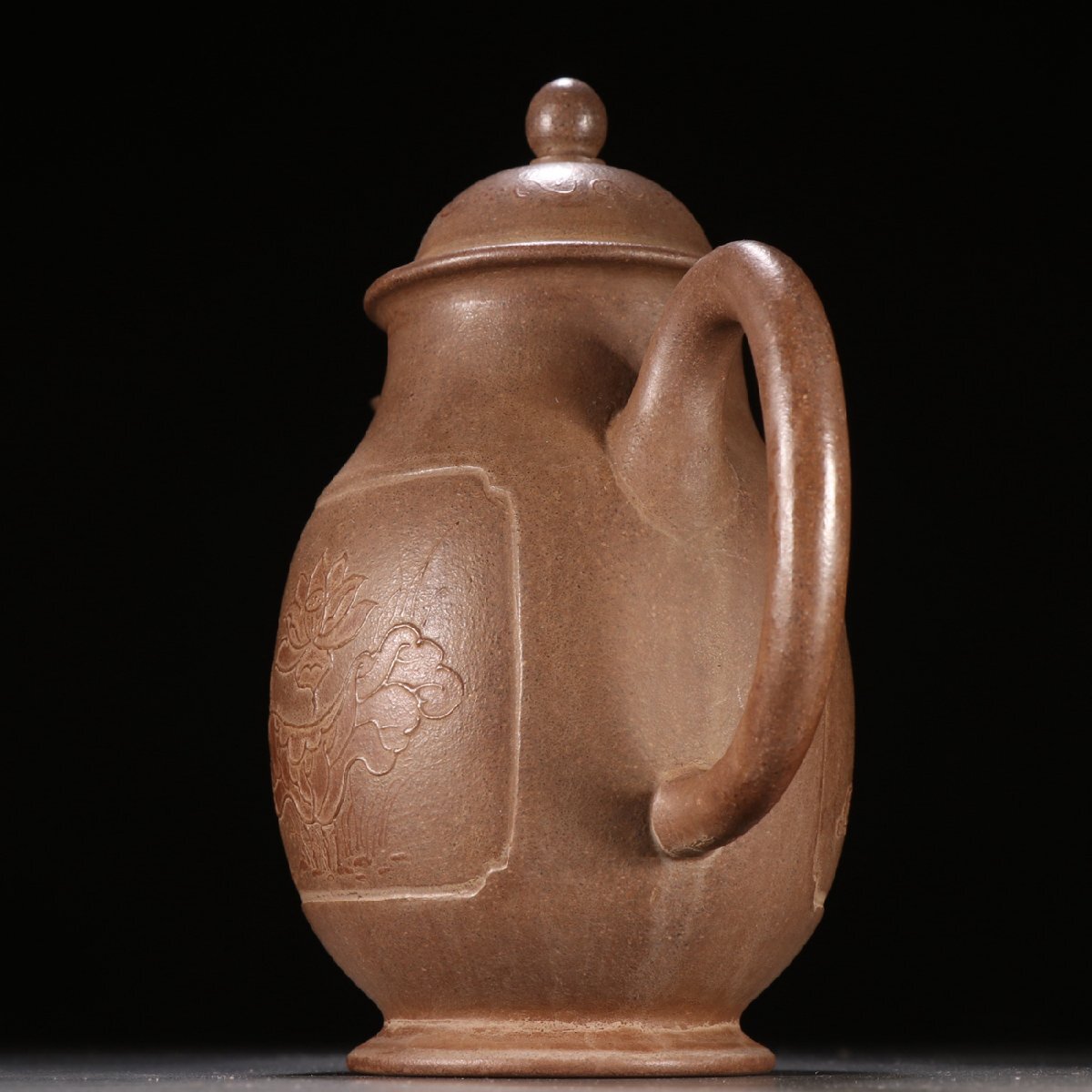 ♦中国 宜興窯 紫砂 貼花文様 茶壺 茶道具 煎茶道具1式 未使用 美品 骨董品 安】清時代 鉄画軒製 荷花紋茶壺 宜興紫砂 常滑 朱泥急須 煎茶