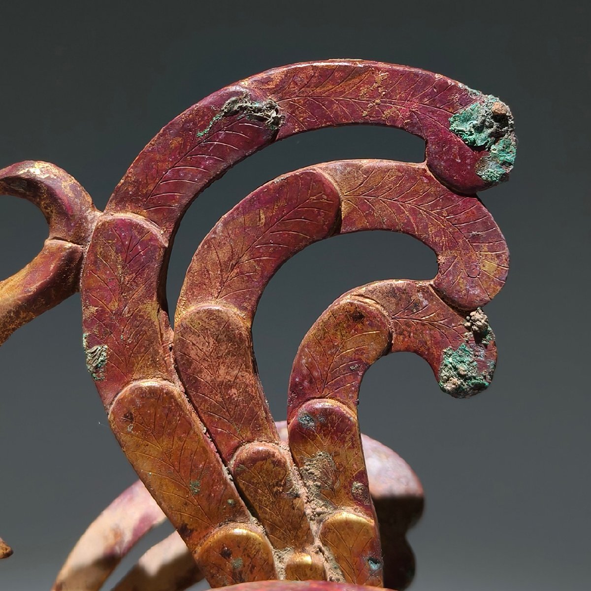 銅鏡 時代物 漢~唐代 銅製の彫刻 中国古美術 極細工 工芸品 美術品置物 古鏡 安】漢時代 青銅器 鍍金 鳳鳥置物 中国古美術 古擺件 古董品 古