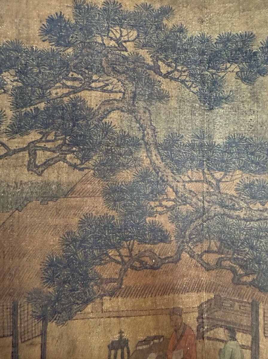 中国美術 『 唐寅 瑤池赴會 』 掛け軸 紙本 中国明代画家 書法家 安】中国明時代画家「唐寅書」絹本「人物風景図通景六扇屏風