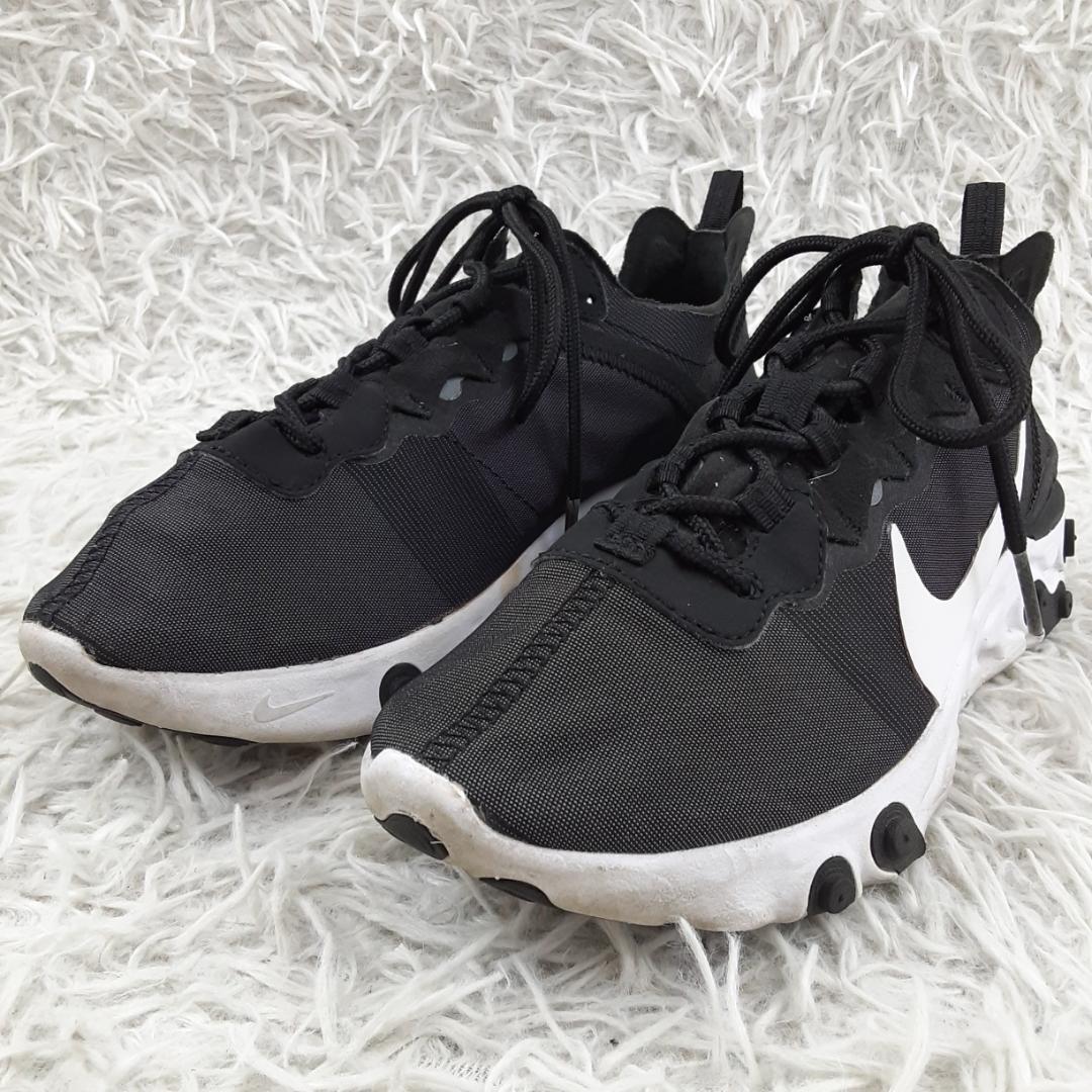 ナイキ リアクト エレメント 55 黒 白 スニーカー ランニング 美品 24㎝ NIKE ナイキ リアクトエレメント55 ランニング