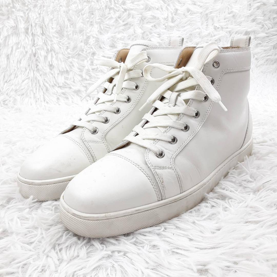 美品✨Christian Louboutin ホワイト ハイカットスニーカー 革 美品 27cm Christian Louboutin ハイカットスニーカー 白|Yahoo
