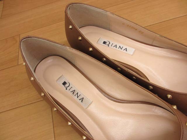 【Y】美品 ダイアナ DIANA スタッズ フラット パンプス 22_画像5