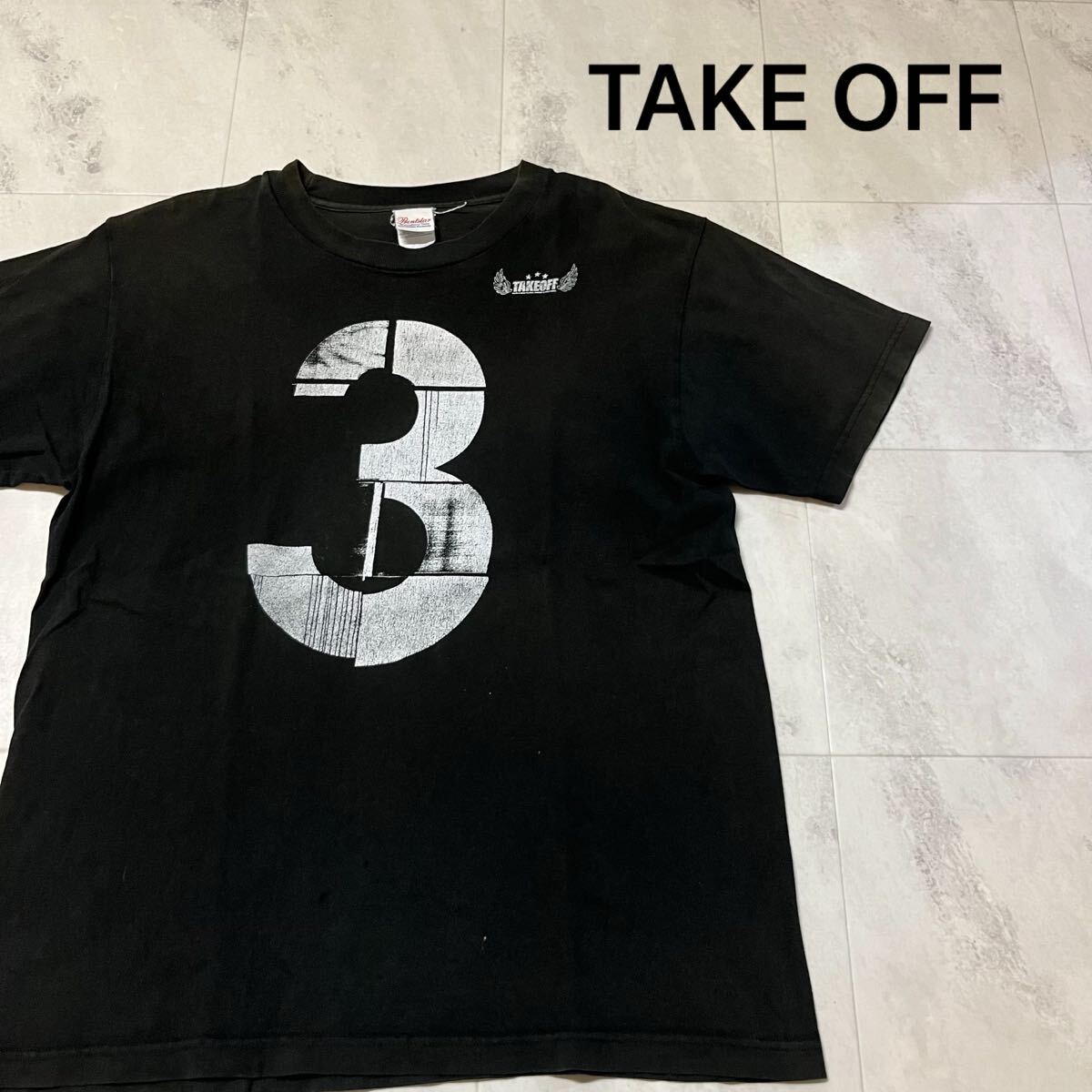 TAKE OFF Tシャツ 半袖 プリント 小林賢太郎 舞台 ライト三兄弟 ライブ 両面プリント ブラック サイズM 玉mc3904_画像1