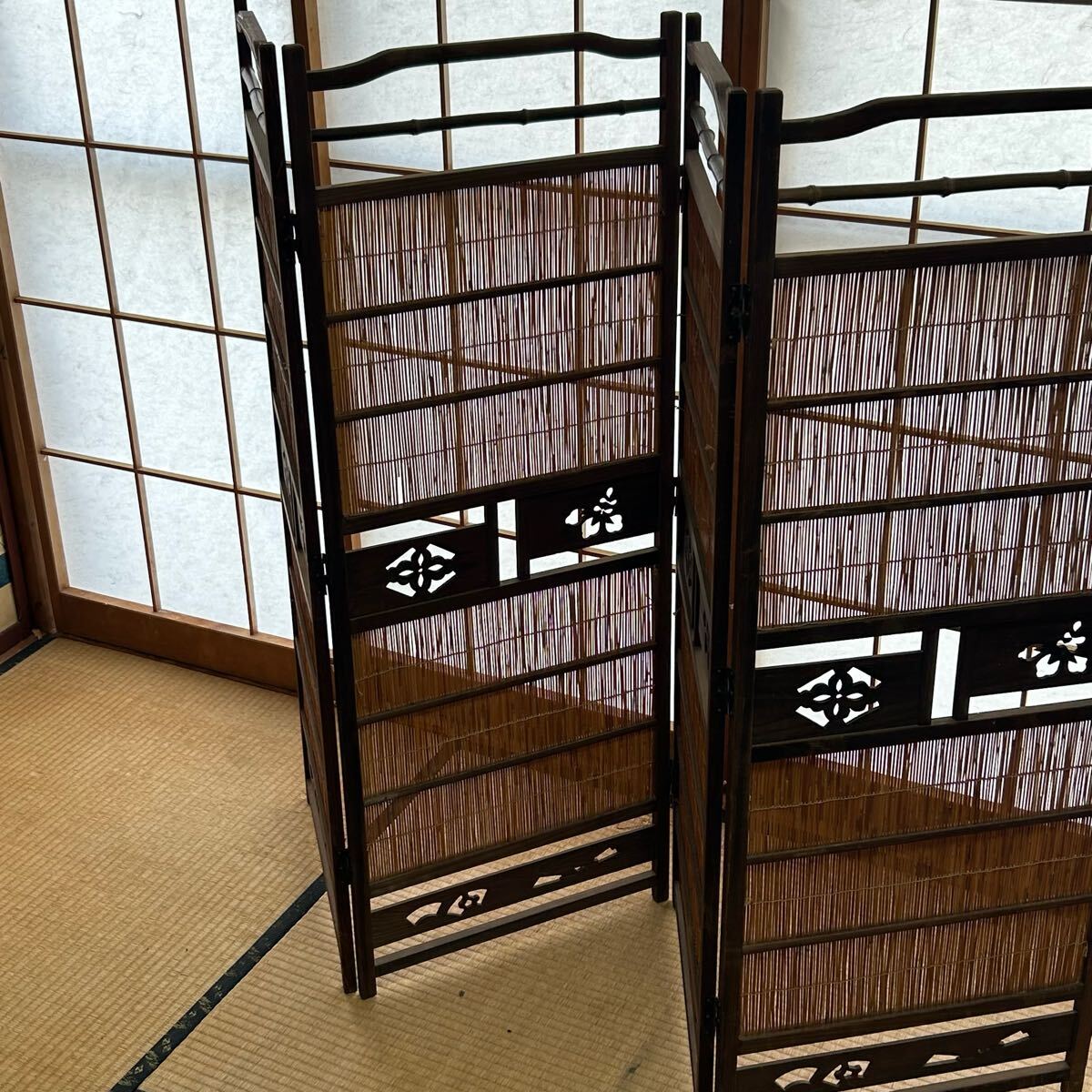 k7 натуральное дерево Vintage retro 4 полосный перегородка 4 искривление . ширма перегородка разделительный экран старый инструмент тест есть 