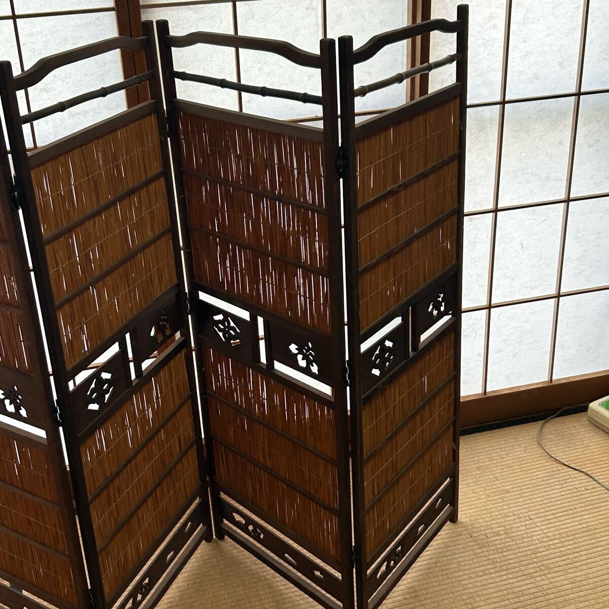 k7 натуральное дерево Vintage retro 4 полосный перегородка 4 искривление . ширма перегородка разделительный экран старый инструмент тест есть 