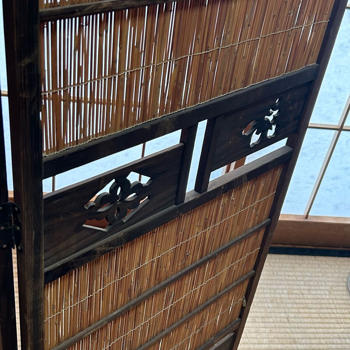 k7 натуральное дерево Vintage retro 4 полосный перегородка 4 искривление . ширма перегородка разделительный экран старый инструмент тест есть 