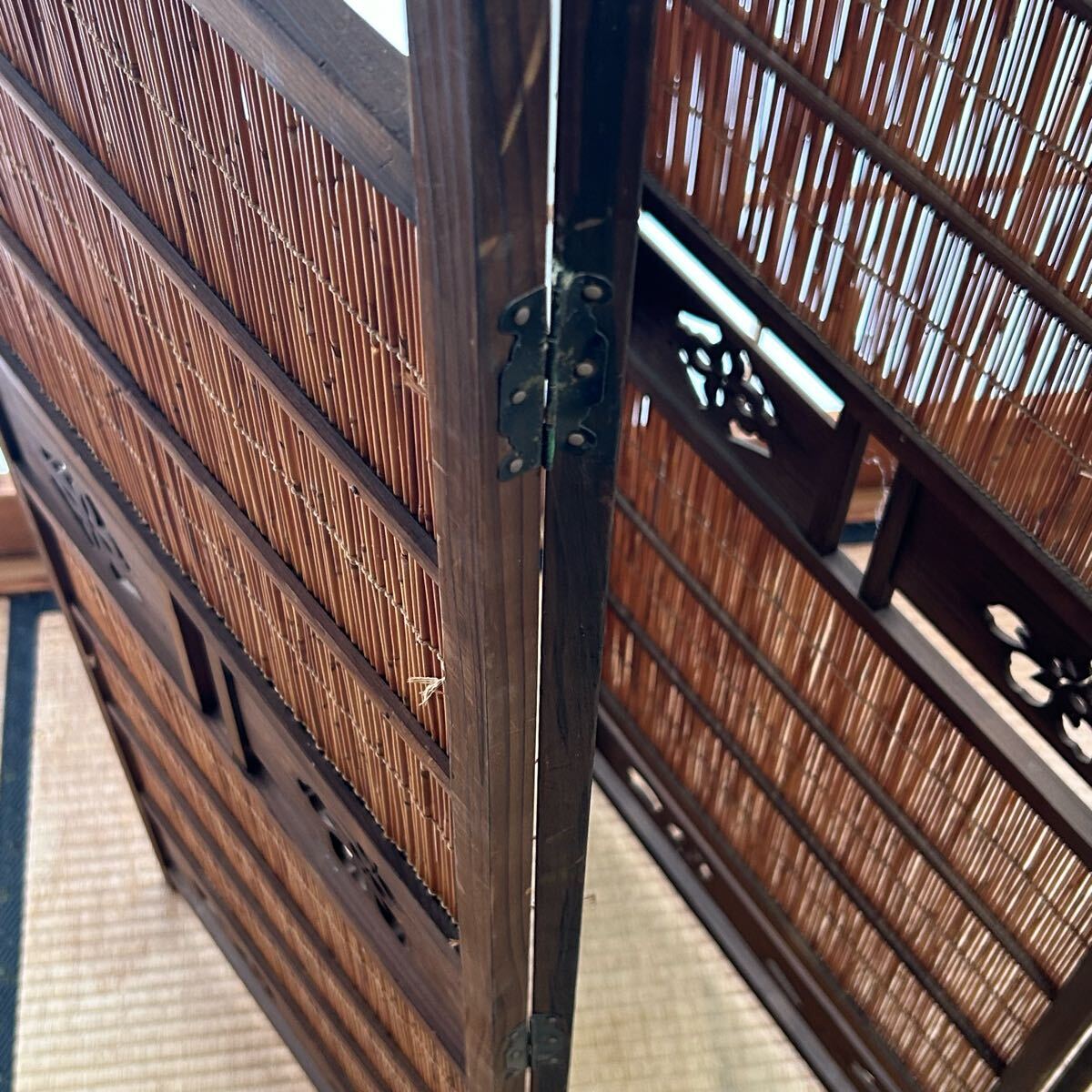 k7 натуральное дерево Vintage retro 4 полосный перегородка 4 искривление . ширма перегородка разделительный экран старый инструмент тест есть 