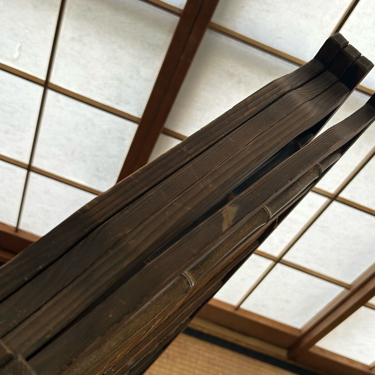 k7 натуральное дерево Vintage retro 4 полосный перегородка 4 искривление . ширма перегородка разделительный экран старый инструмент тест есть 