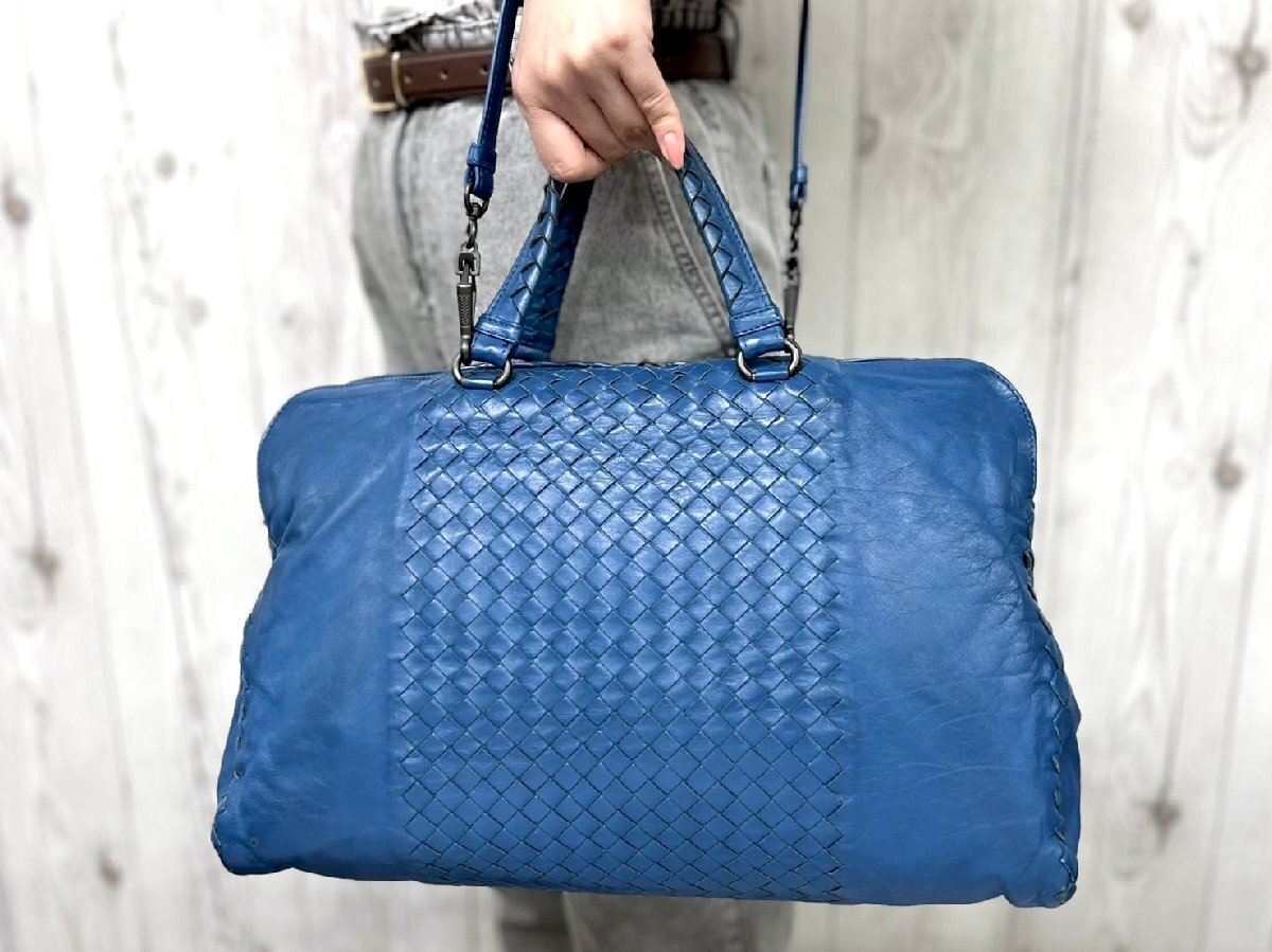 BOTTEGA VENETA ショルダーバッグ 青 4500825Y0067 極美品 BOTTEGA VENETA ボッテガヴェネタ イントレチャート