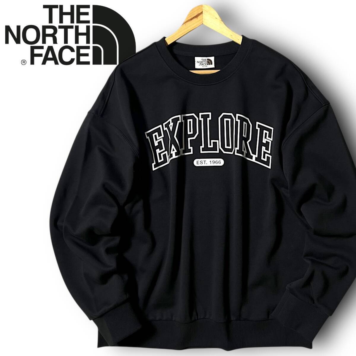 ◆新品 THE NORTH FACE ノースフェイス フロントビッグロゴプリント ロゴ刺繍 ルーズフィット スウェット トレーナー プルオーバー L J3250