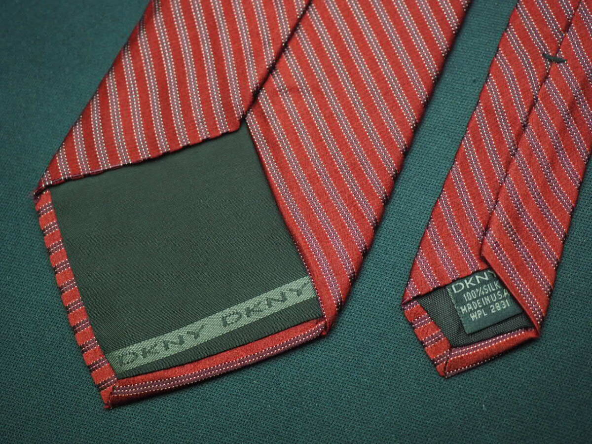 【DKNY ダナキャラン ニューヨーク】 E3172 ワイン系 SILK ブランド ネクタイ 古著 良品