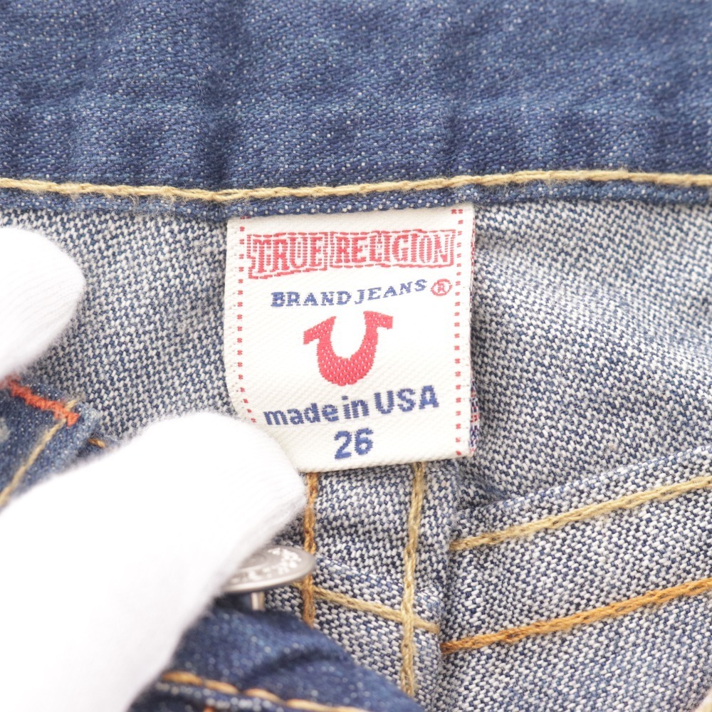 ■ トゥルーレリジョン ジーンズ ジョーイ ボトムス パッチ USA製 ダメージ加工 レディース 26 ネイビー系 タグ付き 未使用_画像7