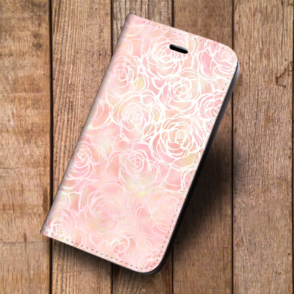 iPhone16 др. блокнот type кейс цветок роза - розовый 4 * цветочный принт iPhoneSE iPhone14 iPhone15 iPhone16e др. iPhone каждый тип соответствует 