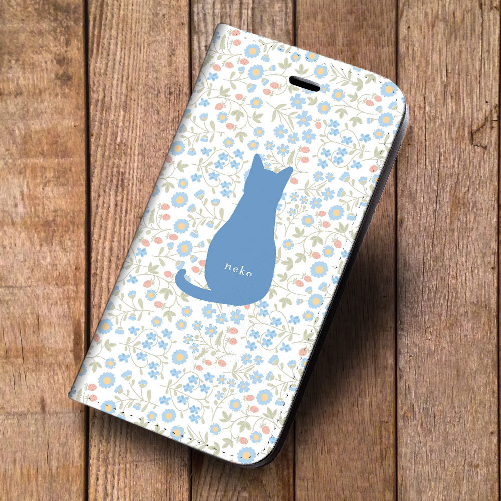 iPhone16 др. блокнот type кейс кошка голубой *botanikaru кошка животное рисунок iPhoneSE iPhone14 iPhone15 iPhone16e др. iPhone каждый тип соответствует 