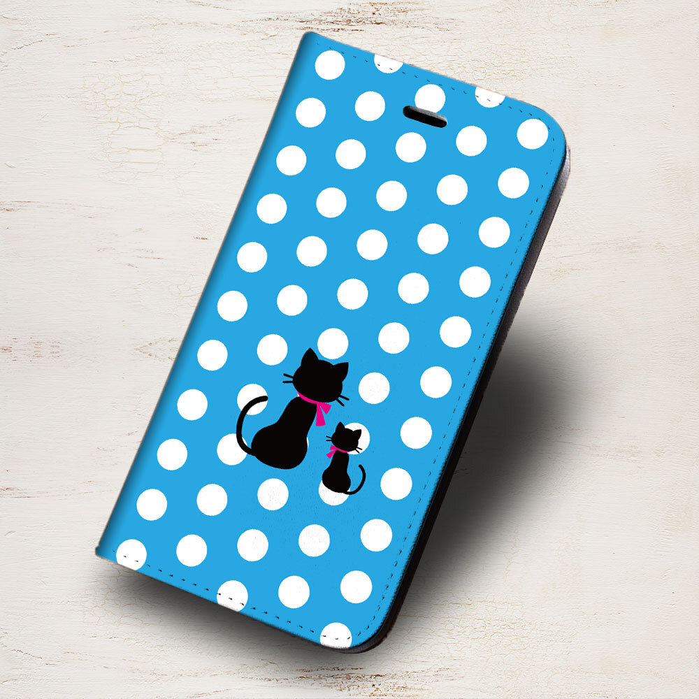 iPhone16 др. блокнот type кейс родители . кошка белый точка голубой * кошка рисунок iPhoneSE iPhone14 iPhone15 iPhone16e др. iPhone каждый тип соответствует 