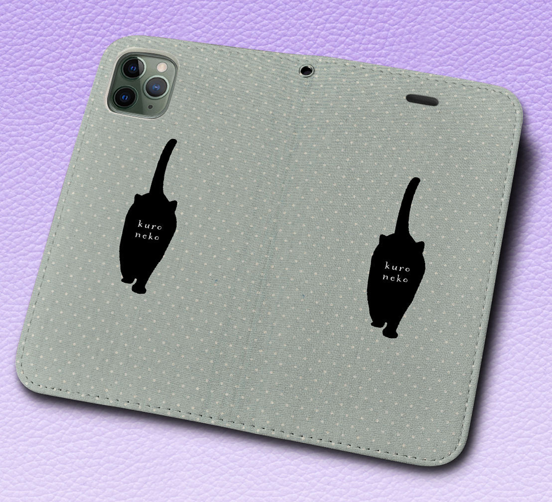 iPhone16 др. блокнот type кейс Kuroneko * серый кошка животное рисунок iPhoneSE iPhone14 iPhone15 iPhone16e др. iPhone каждый тип соответствует 