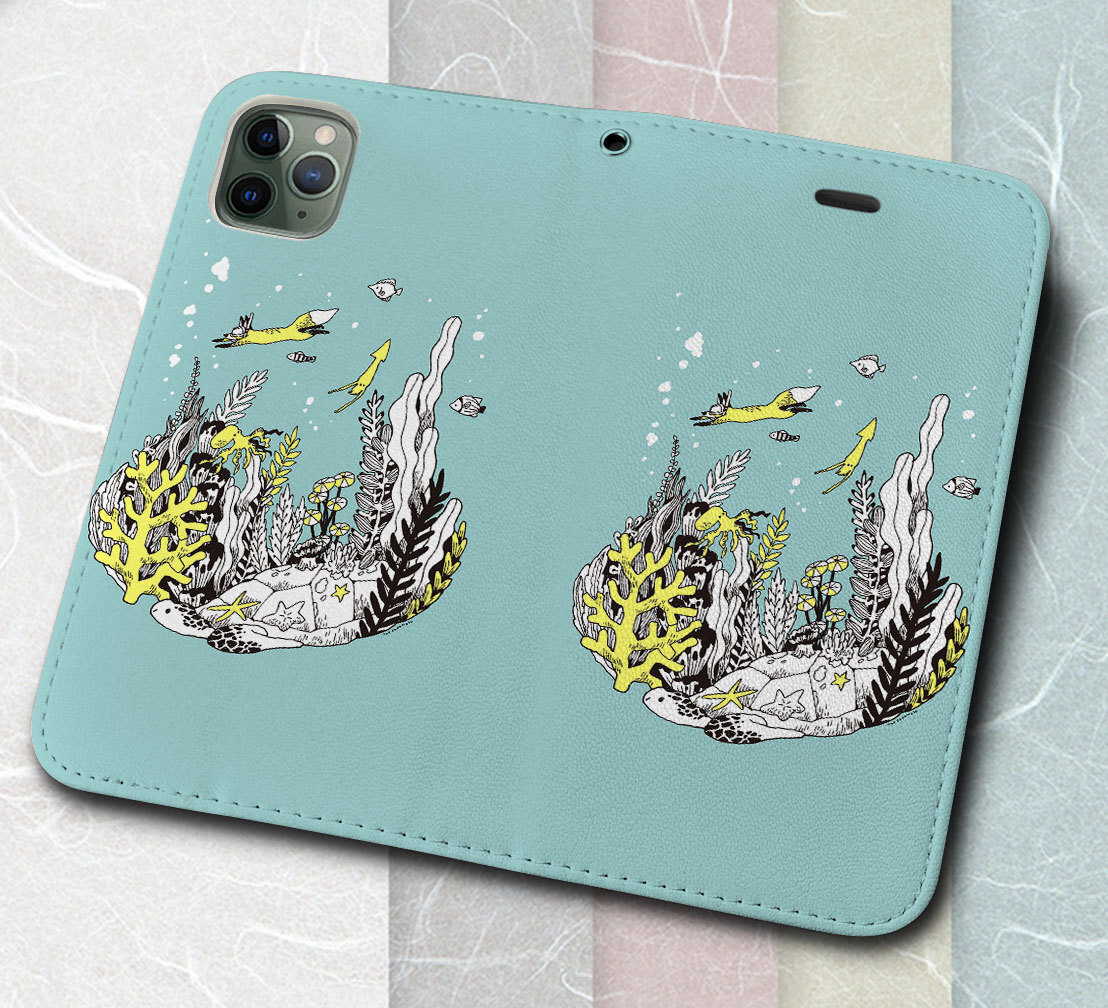 iPhone16 др. блокнот type кейс лисица. подводный . осмотр * Sakamoto .. животное рисунок iPhoneSE iPhone14 iPhone15 iPhone16e др. iPhone каждый тип соответствует 