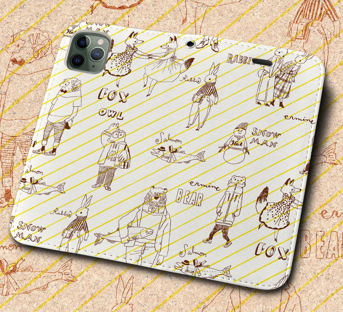 iPhone16 др. блокнот type кейс животное мода * Sakamoto .. рисунок iPhoneSE iPhone14 iPhone15 iPhone16e др. iPhone каждый тип соответствует 