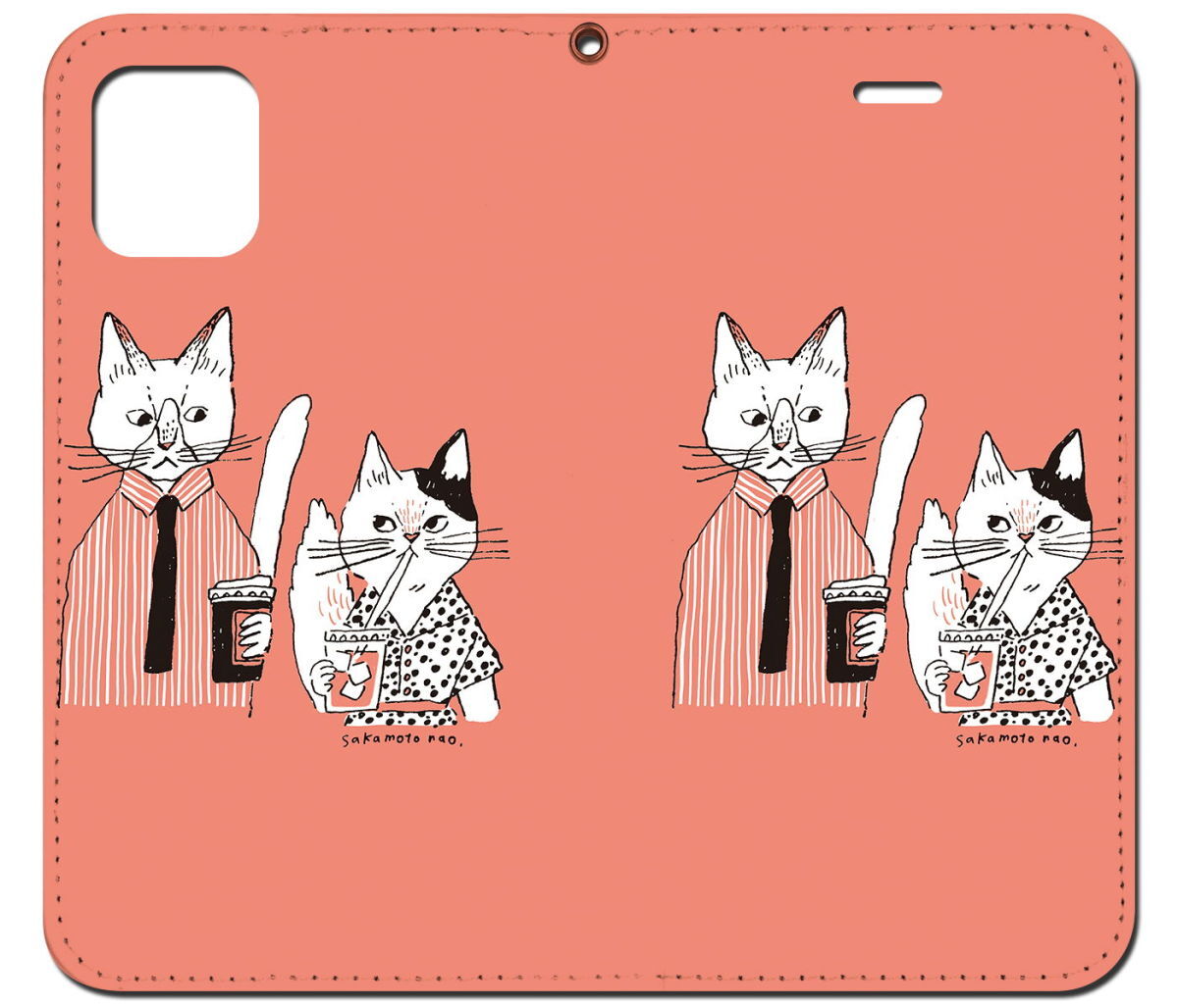 iPhone16 др. блокнот type кейс кошка родители .* Sakamoto .. животное рисунок iPhoneSE iPhone14 iPhone15 iPhone16e др. iPhone каждый тип соответствует 
