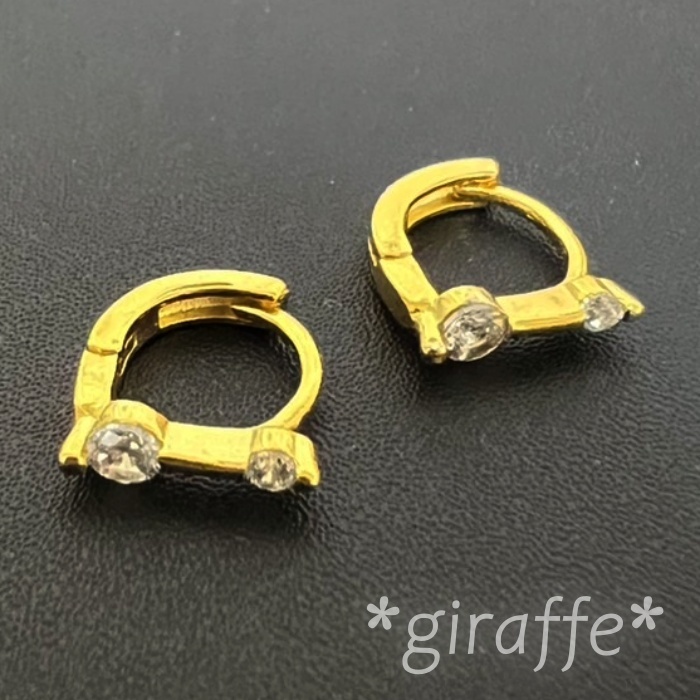 B674 匿名配送 リングピアス レディース ジルコニア s925 ゴールド フープピアス シンプル 小さめ_画像1
