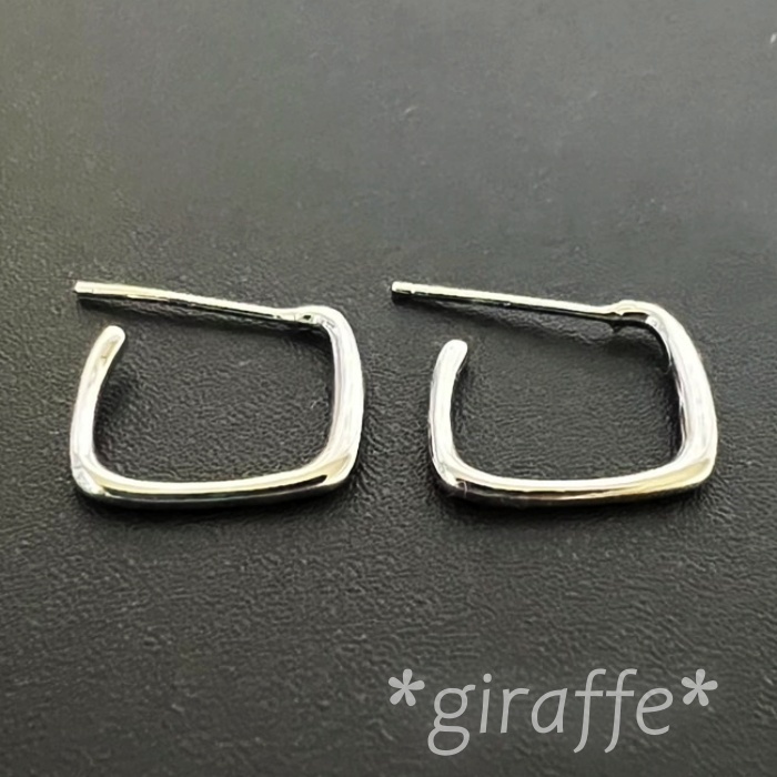 B563 匿名配送 リングピアス レディース メンズ シルバー s925 フープピアス 四角形 シンプル 上品 スクエア _画像3