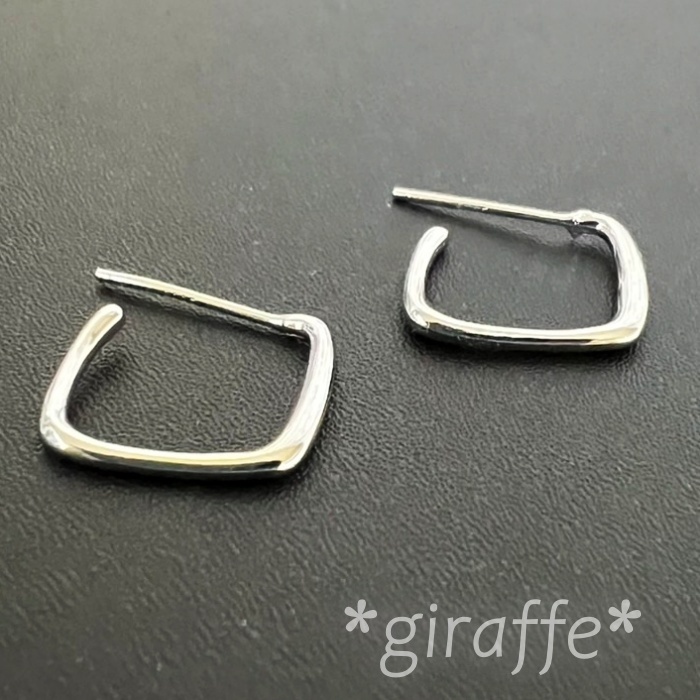 B563 匿名配送 リングピアス レディース メンズ シルバー s925 フープピアス 四角形 シンプル 上品 スクエア _画像1