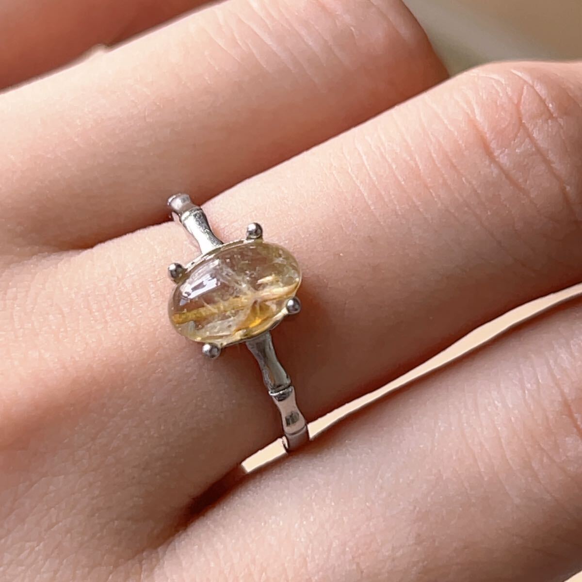 ◇チタンルチルクォーツ（針水晶）◇キャツアイ効果◇指輪◇パワーストーン◇天然石◇巾着袋付き◇プレゼントに038R7413_画像1