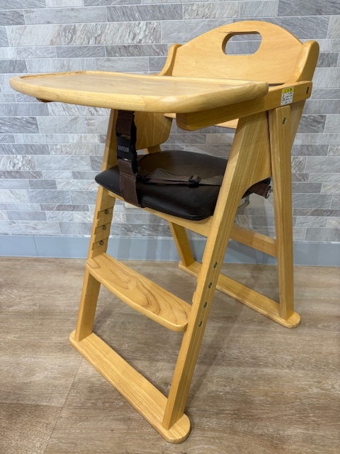 K8849◆ KATOJI 22408 050417 SW-007 カトージ ワイドハイチェア 天然木 ラバーウッド 木製 ベビーチェア 椅子 ステップ切換