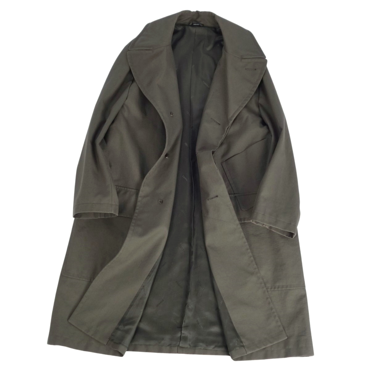 美品 エルメス HERMES コート 21AW シングル トレンチコート コットン アウター メンズ 50(M相當(dāng)) カーキグリーン ce06ms-rm20e31444