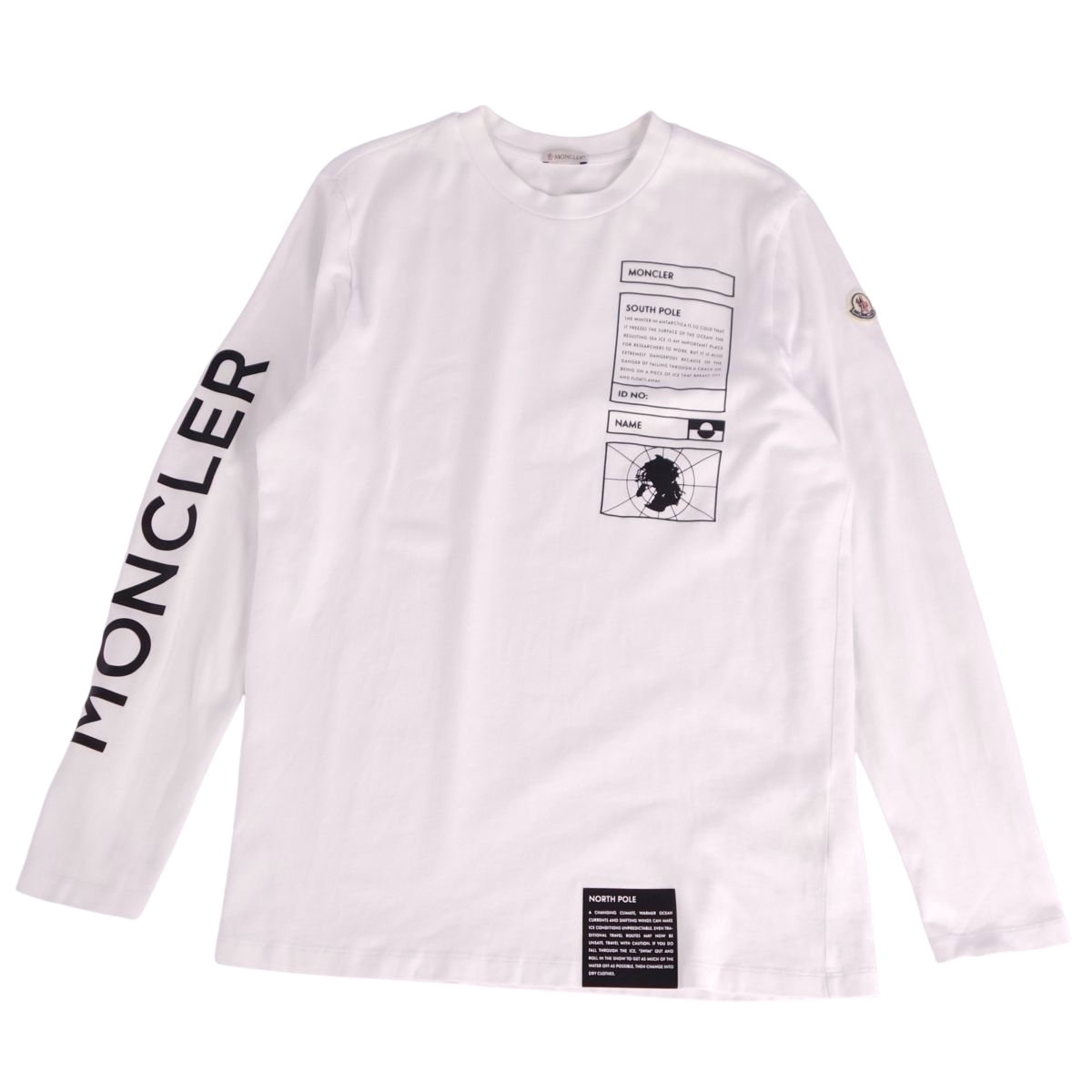 美品 モンクレール MONCLER Tシャツ 2022 カットソー ロングスリーブ 長袖 コットン トップス メンズ L ホワイト ce06on-rm20e31749