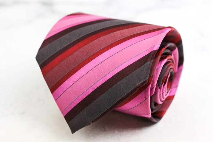 ヒューゴボス ブランド ネクタイ ストライプ柄 シルク イタリア製 PO メンズ ピンク HUGO BOSS_画像1