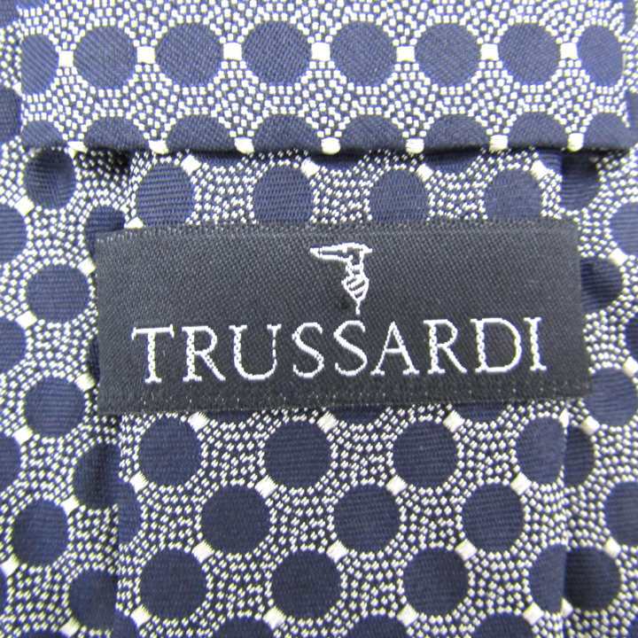 トラサルディ ブランド ネクタイ シルク ドット柄 総柄 伊製生地 PO メンズ ネイビー TRUSSARDI_画像4