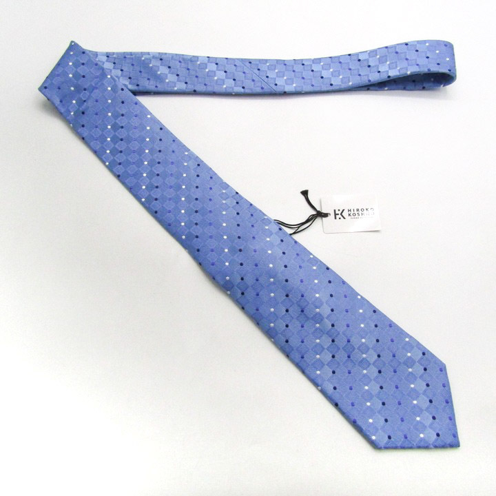 ヒロココシノ ブランド ネクタイ チェック柄 ドット柄 未使用品タグ付 PO メンズ ブルー HIROKO KOSHINO_画像2