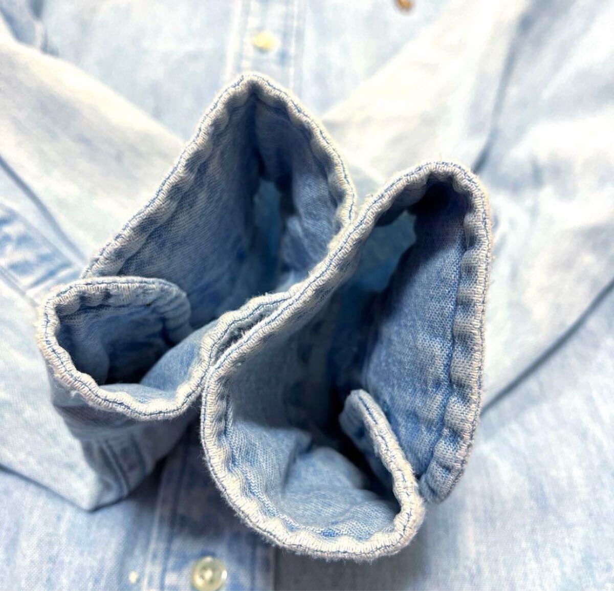 POLO RALPH LAUREN ポロ ラルフローレン 長袖 デニムシャツ BDシャツ ボタンダウン ポニー 刺繍ロゴ L ブルー 90s アーカイブ ノームコア_画像8