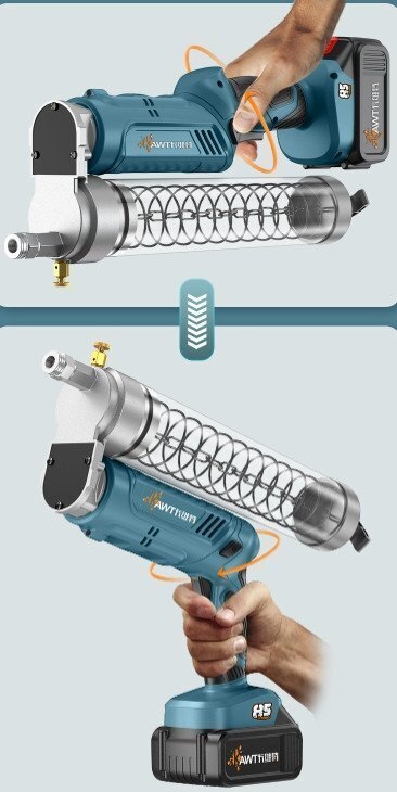 電動グリスガン 手持ち式○回転式 充電式 コードレス グリース