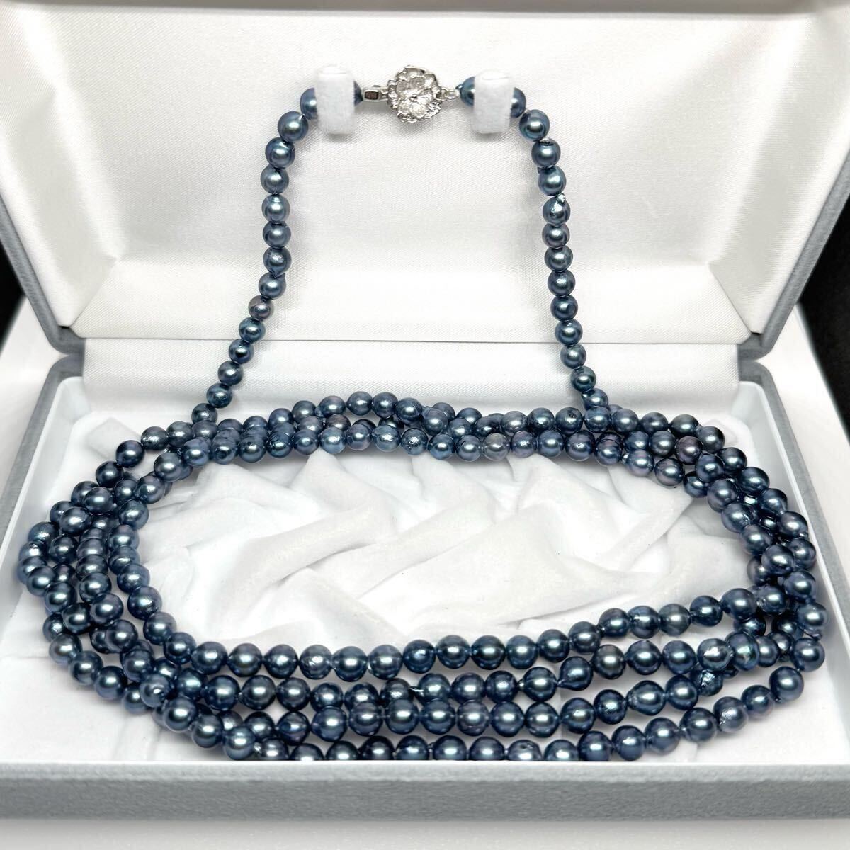 アコヤ真珠 ネックレス 6mm径 SILVER金具 シルバー パー 約43cm アコヤ バロック ロングネックレス SILVER金具 約6〜6.5mm 160cm