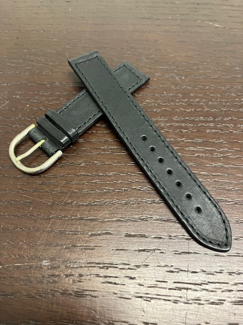 本革(カーフ)ベルト【ラグ巾18mm・ブラック・剣先尖型】_画像1