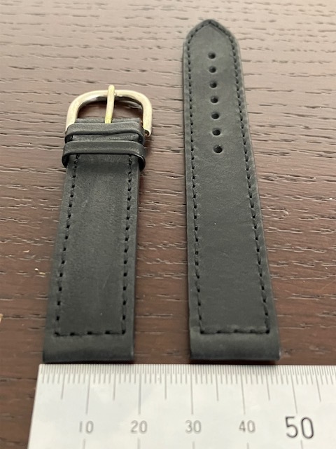 本革(カーフ)ベルト【ラグ巾18mm・ブラック・剣先尖型】_画像4