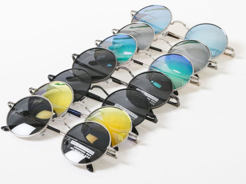 伊達メガネ 偏光サングラス 丸眼鏡 収納ポーチ付#ブルーレンズ_画像4