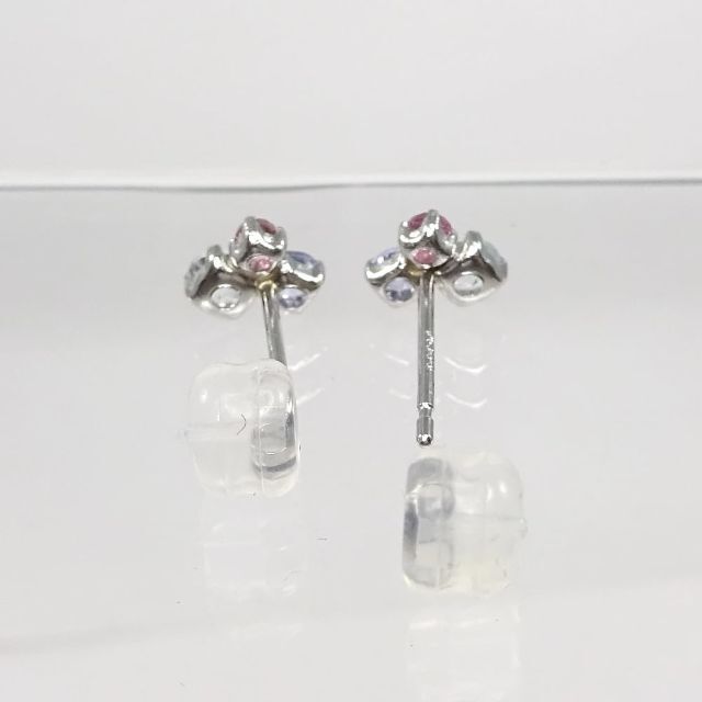 プラチナマルチカラーピアス タンザナイト/アクアマリン/ピンクトルマリン の爽やかハーモニー_画像3