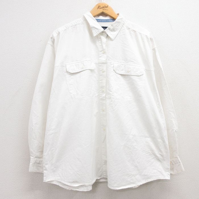 古着 ドッカーズ 長袖 シャツ レディース 00s ワンポイントロゴ 大きいサイズ コットン 白 ホワイト 25jun27 中古 ブラウス トップス_画像1