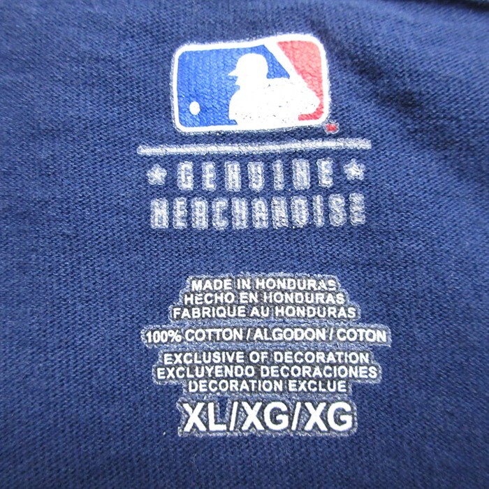 XL/古着 半袖 Tシャツ メンズ MLB ミルウォーキーブルワーズ 大きいサイズ コットン クルーネック 紺 ネイビー メジャーリーグ ベースボー_画像3