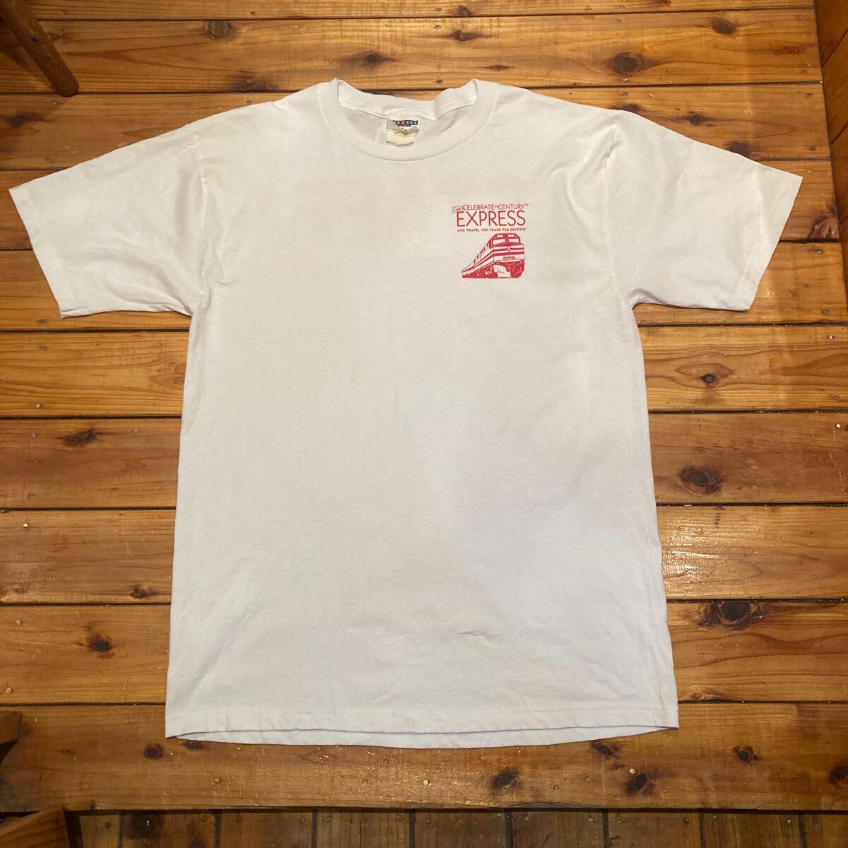 Amtrak アムトラック　プリントTシャツ　半袖Tシャツ　鉄道Tシャツ STAFF Tシャツ ホワイト　ZERZEES アメリカ古着　USA古着_画像1