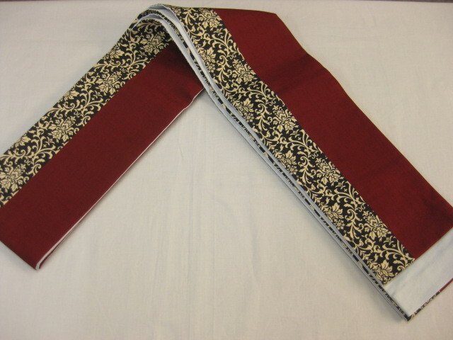 半幅帯 四寸帯 今だけ値下げ エンジ地 正倉院模様細帯_画像3
