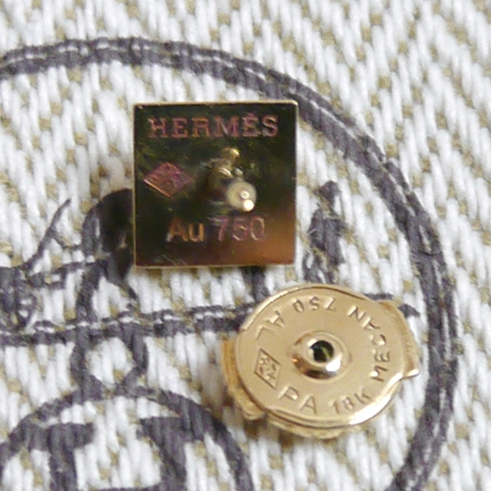 極上品 エルメス ピアス メドール ゴールド K18 750 シングル_画像5