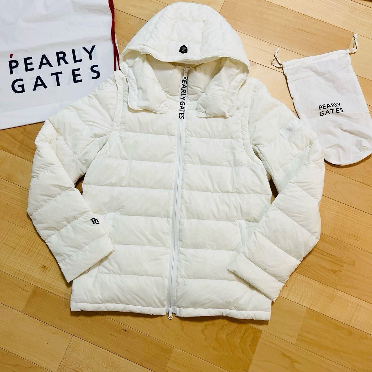 ★極美品 パーリーゲイツ ライトダウンジャケット フーディベスト メンズ ★送料無料 正規品 大きいサイズ_画像1