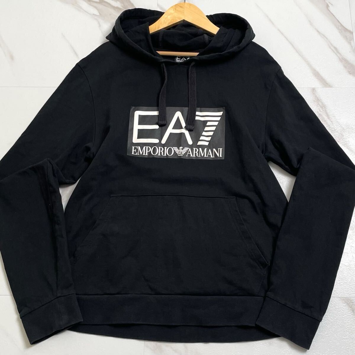 Emporio Armani グラフィックプリント コットン パーカー 美品!!!Lサイズ エンポリオアルマーニ EMPORIO ARMANI ロゴ