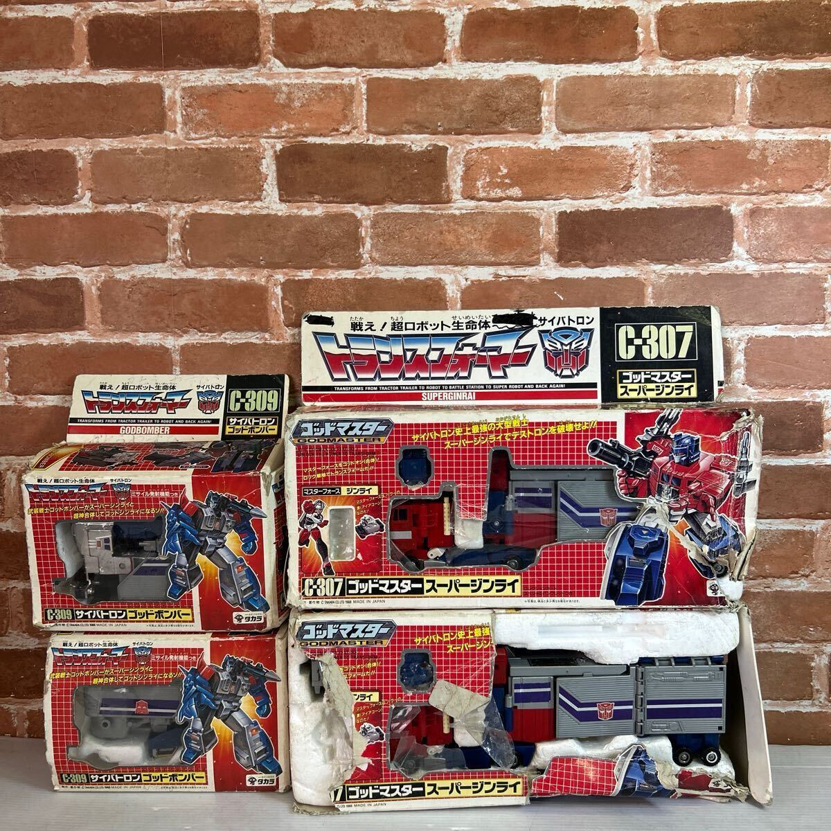 ③トランスフォーマーまとめ売り4点　C307ゴッドマスター　スーパージンライ　C309 サイバトロン　ゴッドボンバー 当時物　欠品あり
